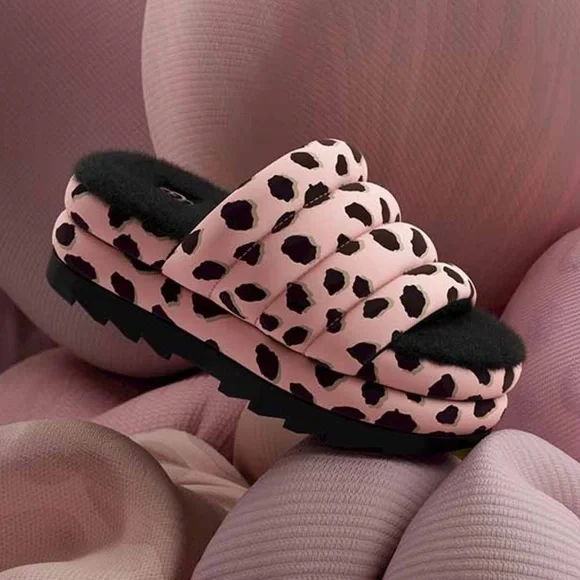 UGG Shoes Ugg Pink Cheetah Print Maxi Slide Slippers New